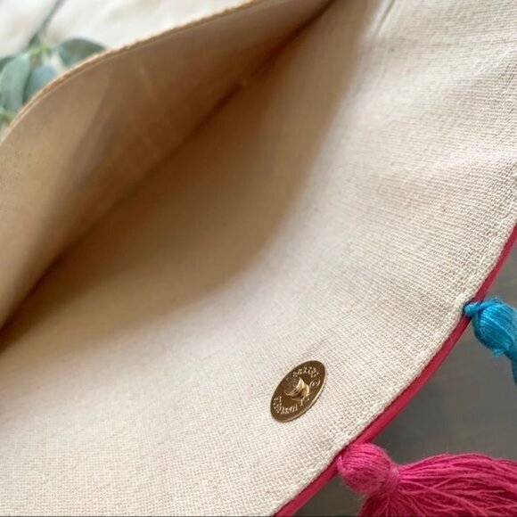 Boho Straw Clutch Purse Multicolored Tassels - Picture 6 of 6